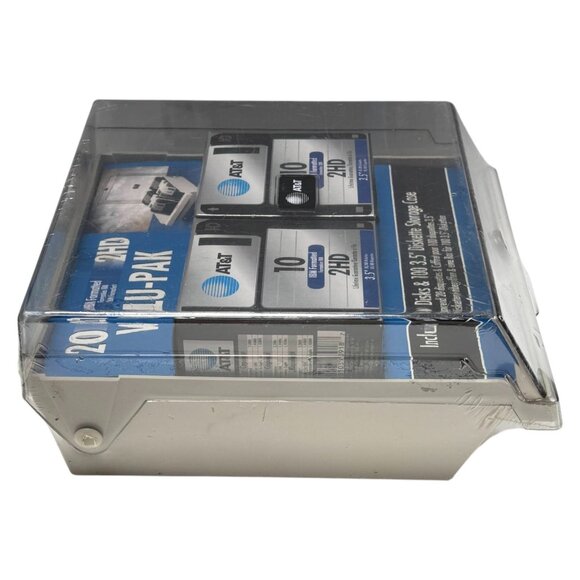 AT&T Floppy 3.5 Inch Disk Storage Case Plastic with 20 Diskettes New Sealed - Picture 3 of 11